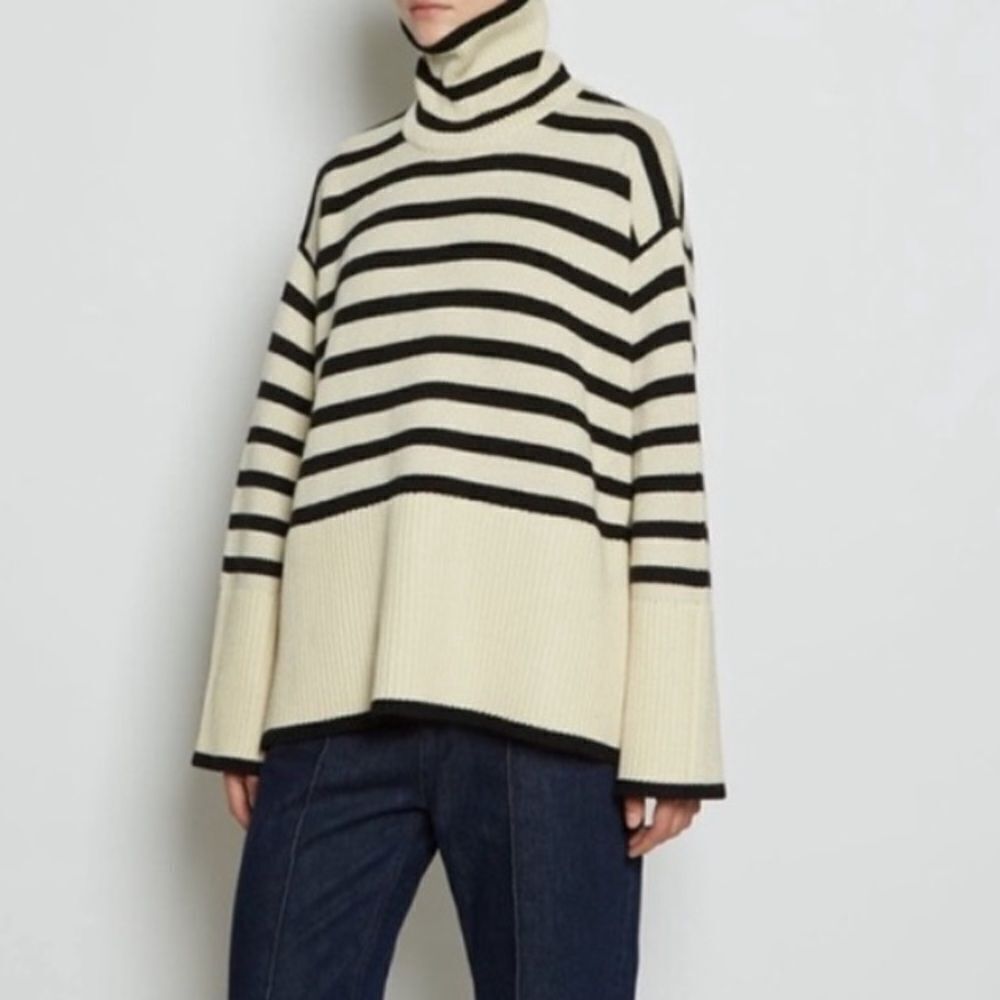 Cream and white striped sweater